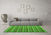 Machine Washable Abstract Green Modern Rug, wshabs5358grn