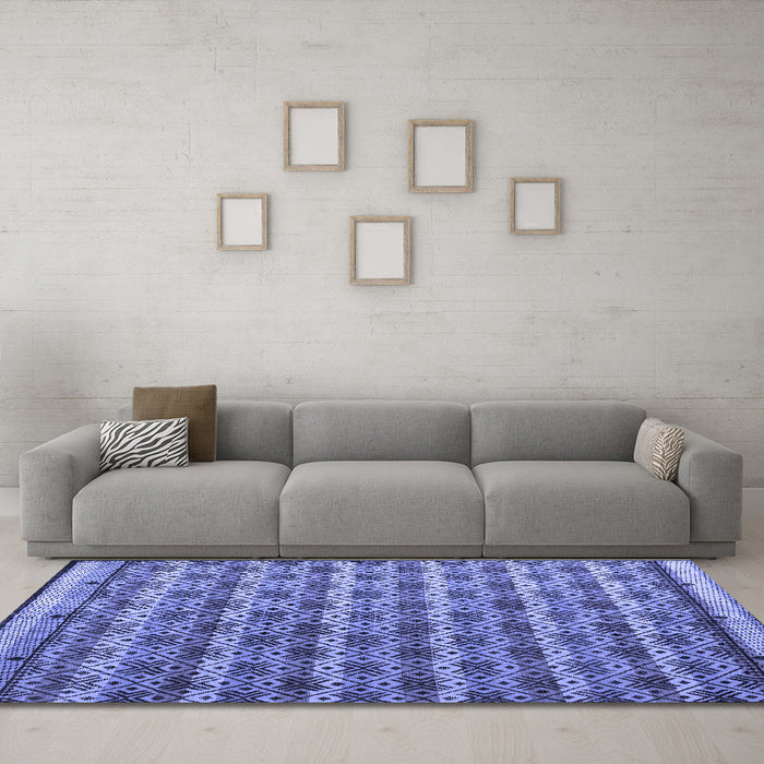 Machine Washable Abstract Blue Modern Rug in a Living Room, wshabs5358blu