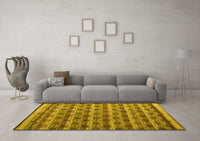 Machine Washable Abstract Yellow Modern Rug, wshabs5358yw