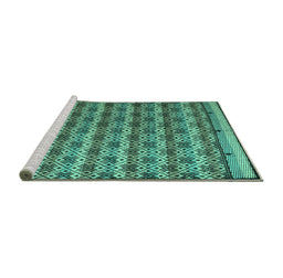 Sideview of Machine Washable Abstract Turquoise Modern Area Rugs, wshabs5358turq