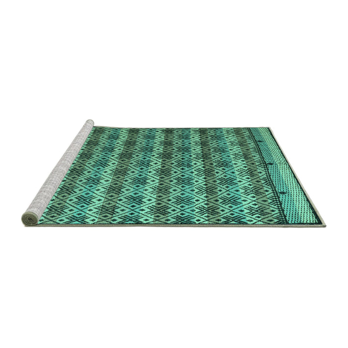 Sideview of Machine Washable Abstract Turquoise Modern Area Rugs, wshabs5358turq