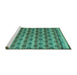 Sideview of Machine Washable Abstract Turquoise Modern Area Rugs, wshabs5358turq