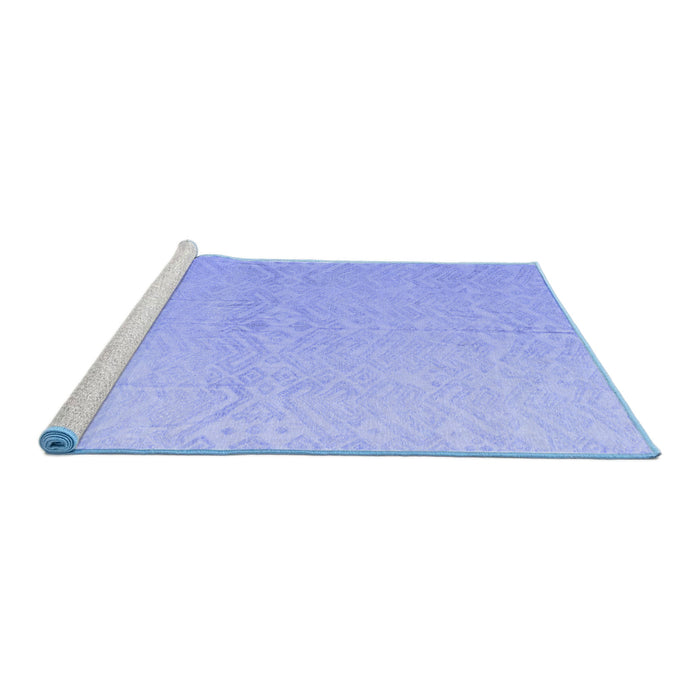 Sideview of Machine Washable Solid Blue Modern Rug, wshabs5359blu