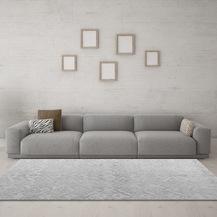 Machine Washable Solid Gray Modern Rug in a Living Room,, wshabs5359gry