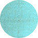 Round Solid Light Blue Modern Rug, abs5359lblu