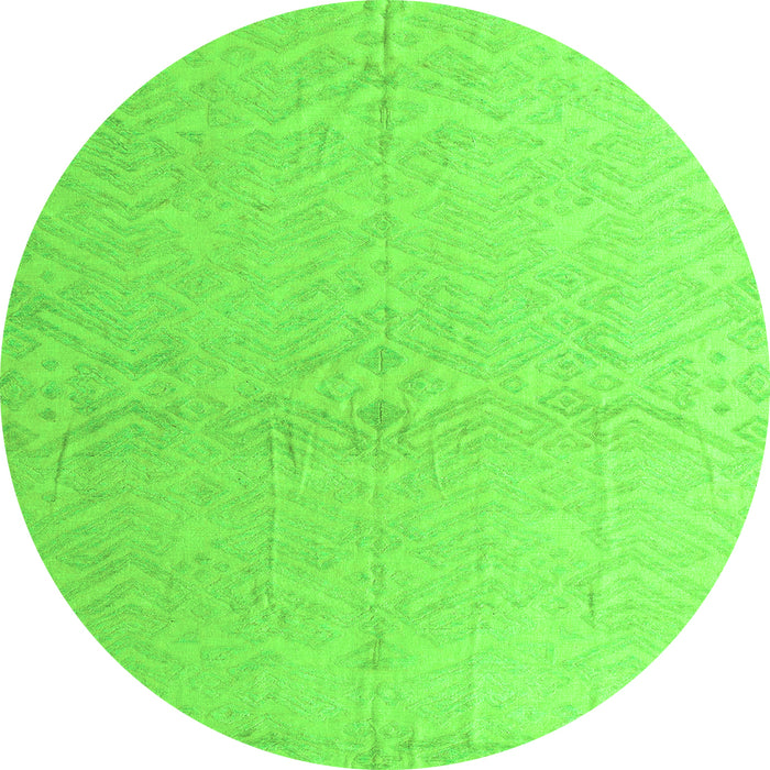 Round Machine Washable Solid Green Modern Area Rugs, wshabs5359grn