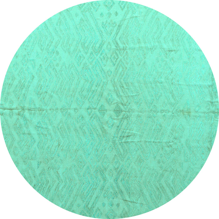 Round Solid Turquoise Modern Rug, abs5359turq