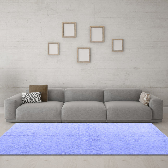 Machine Washable Solid Blue Modern Rug in a Living Room, wshabs5359blu