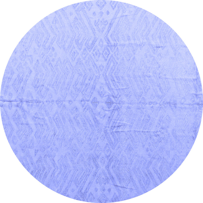 Round Machine Washable Solid Blue Modern Rug, wshabs5359blu