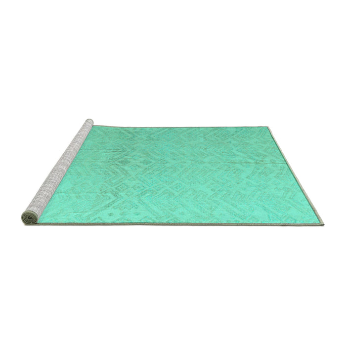 Sideview of Machine Washable Solid Turquoise Modern Area Rugs, wshabs5359turq