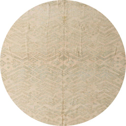 Round Abstract Brown Solid Rug, abs5359