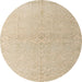 Round Abstract Brown Solid Rug, abs5359