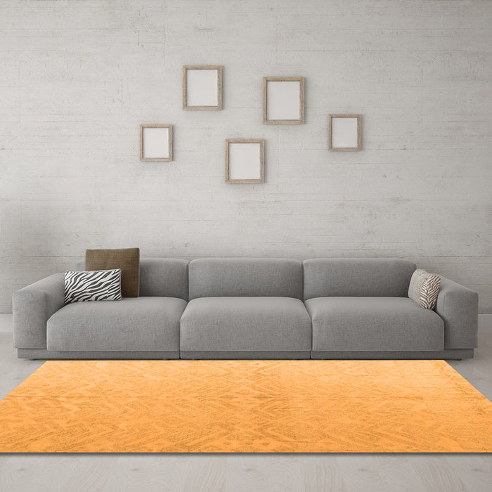 Machine Washable Solid Orange Modern Area Rugs in a Living Room, wshabs5359org
