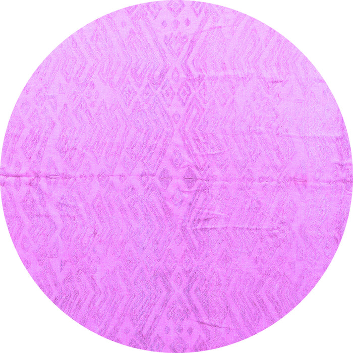Round Machine Washable Solid Purple Modern Area Rugs, wshabs5359pur
