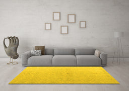Machine Washable Solid Yellow Modern Rug in a Living Room, wshabs5359yw