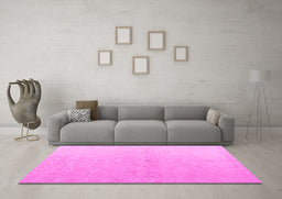 Machine Washable Solid Pink Modern Rug in a Living Room, wshabs5359pnk