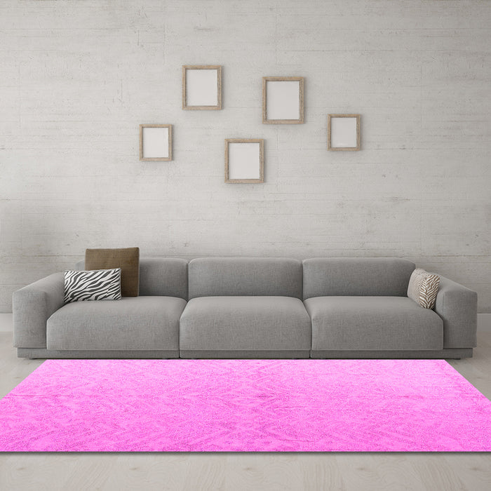 Machine Washable Solid Pink Modern Rug in a Living Room, wshabs5359pnk