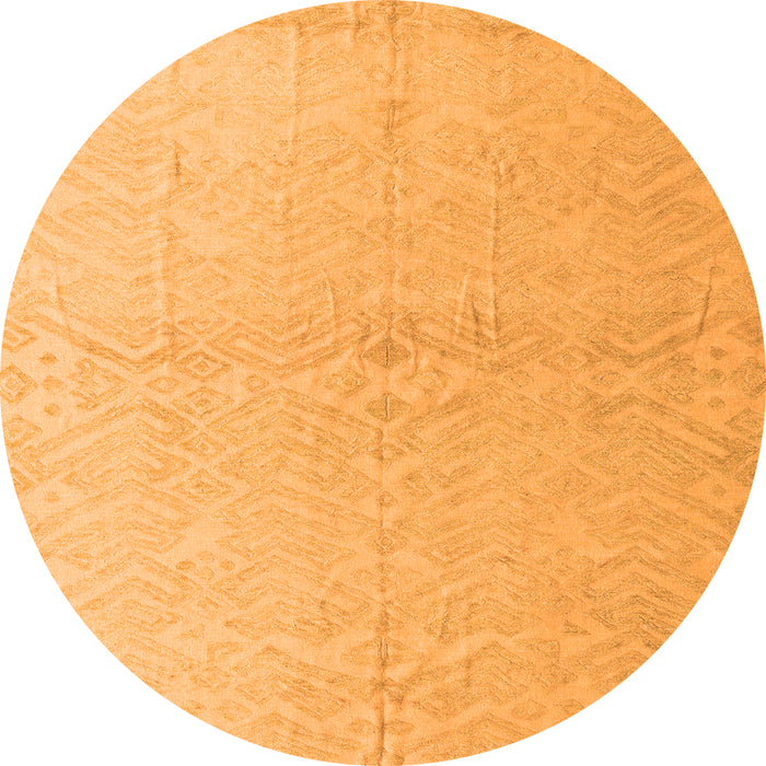 Round Machine Washable Solid Orange Modern Area Rugs, wshabs5359org