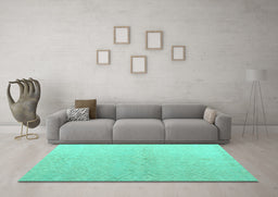 Machine Washable Solid Turquoise Modern Area Rugs in a Living Room,, wshabs5359turq