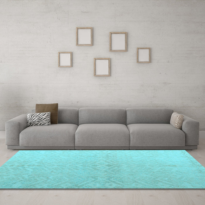Machine Washable Solid Light Blue Modern Rug in a Living Room, wshabs5359lblu