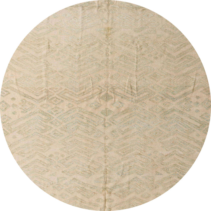 Round Machine Washable Abstract Brown Sugar Brown Rug, wshabs5359
