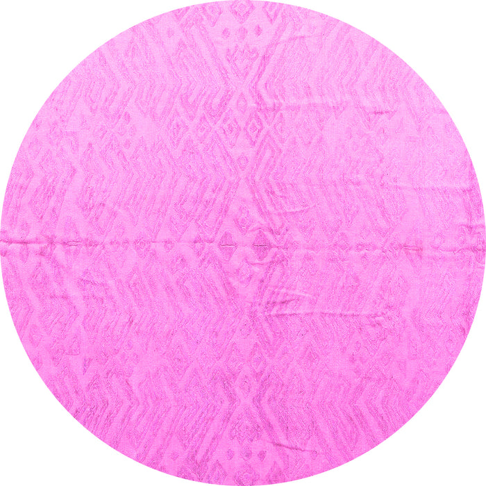 Round Machine Washable Solid Pink Modern Rug, wshabs5359pnk
