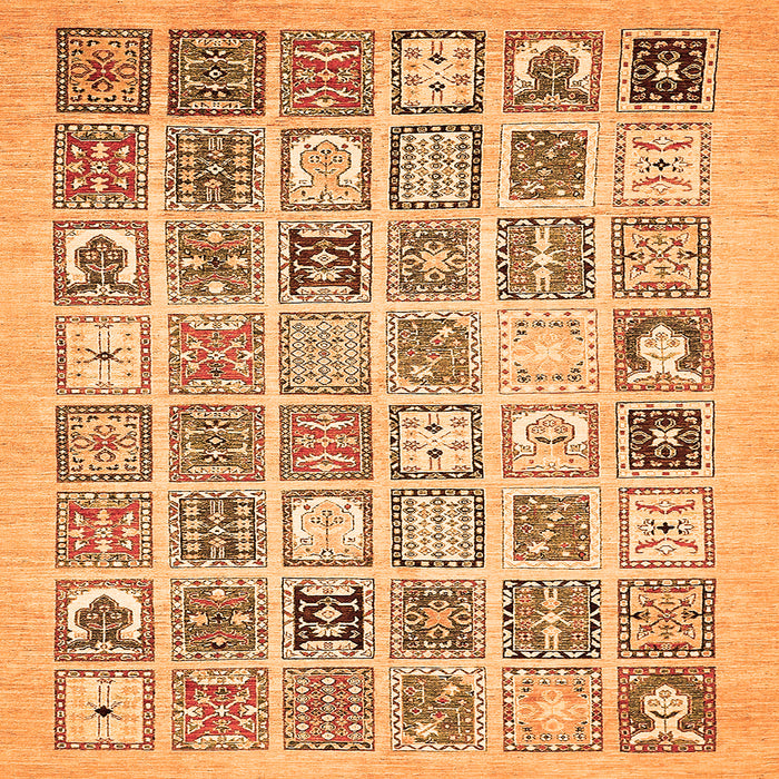 Square Machine Washable Abstract Orange Modern Area Rugs, wshabs535org