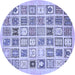 Round Machine Washable Abstract Blue Modern Rug, wshabs535blu