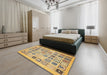 Abstract Chrome Gold Yellow Modern Rug in a Bedroom, abs535