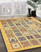 Machine Washable Abstract Chrome Gold Yellow Rug in a Family Room, wshabs535