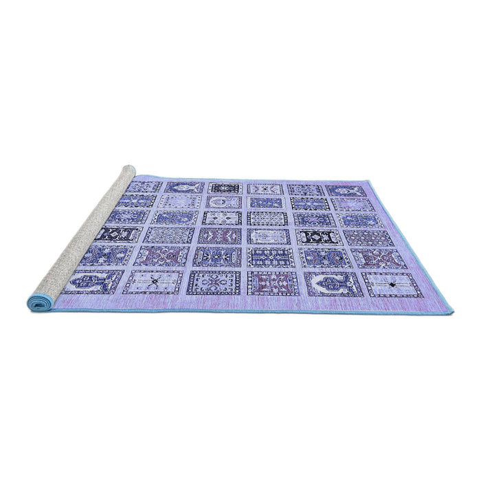 Sideview of Machine Washable Abstract Blue Modern Rug, wshabs535blu
