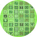 Round Abstract Green Modern Rug, abs535grn