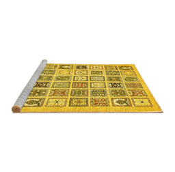 Sideview of Machine Washable Abstract Yellow Modern Rug, wshabs535yw