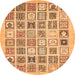 Round Abstract Orange Modern Rug, abs535org