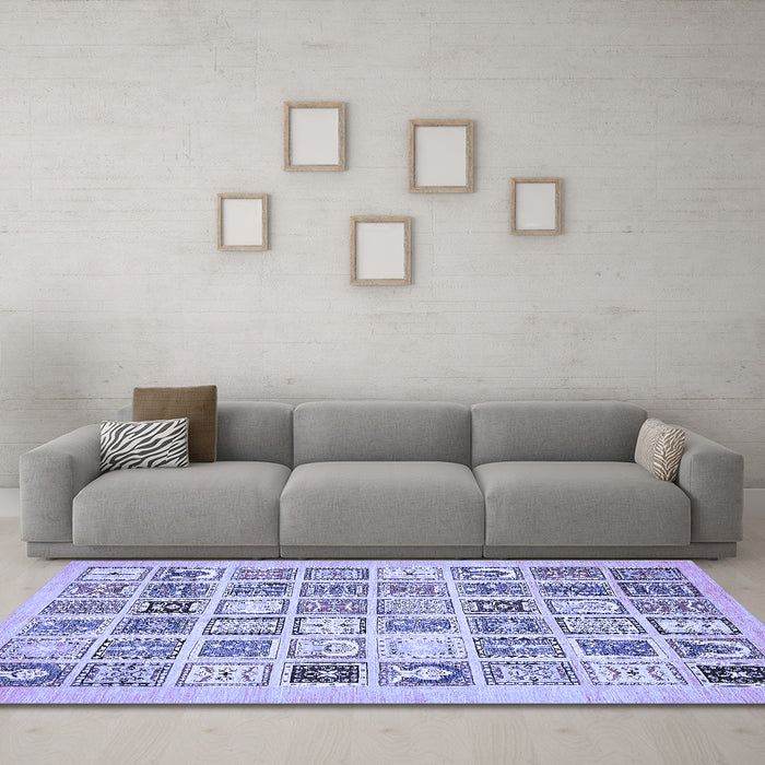 Machine Washable Abstract Blue Modern Rug in a Living Room, wshabs535blu