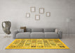 Machine Washable Abstract Yellow Modern Rug in a Living Room, wshabs535yw