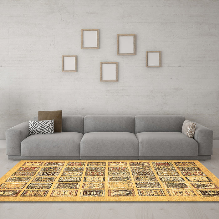 Machine Washable Abstract Brown Modern Rug in a Living Room,, wshabs535brn