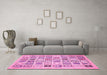 Machine Washable Abstract Pink Modern Rug in a Living Room, wshabs535pnk