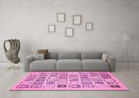 Machine Washable Abstract Pink Modern Rug, wshabs535pnk