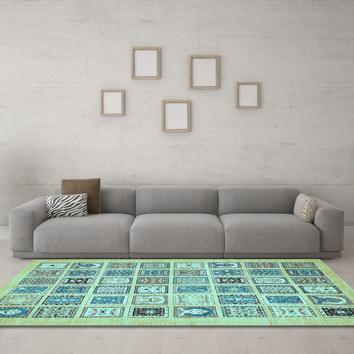 Machine Washable Abstract Light Blue Modern Rug in a Living Room, wshabs535lblu