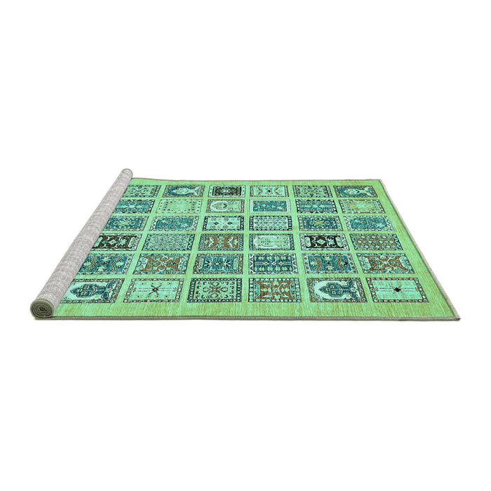 Sideview of Machine Washable Abstract Turquoise Modern Area Rugs, wshabs535turq