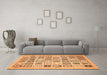 Machine Washable Abstract Orange Modern Area Rugs in a Living Room, wshabs535org