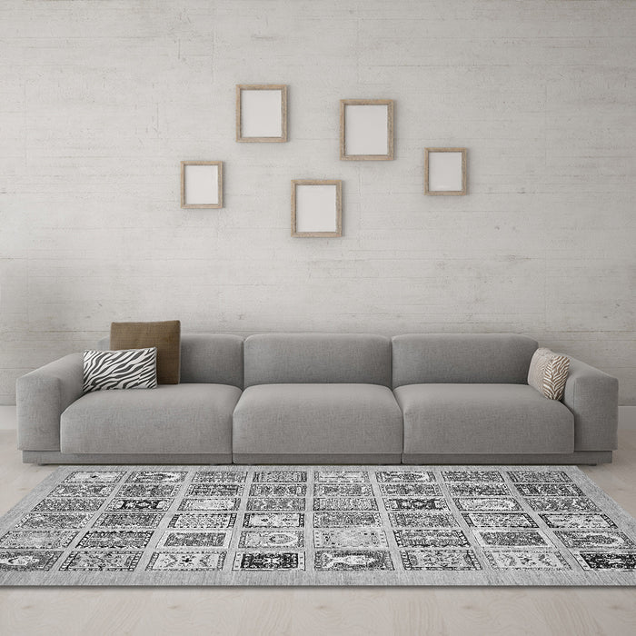 Machine Washable Abstract Gray Modern Rug in a Living Room,, wshabs535gry