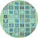 Round Machine Washable Abstract Light Blue Modern Rug, wshabs535lblu