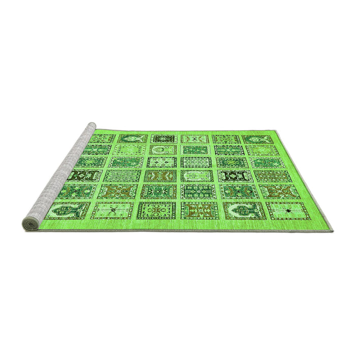 Sideview of Machine Washable Abstract Green Modern Area Rugs, wshabs535grn