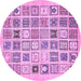 Round Machine Washable Abstract Purple Modern Area Rugs, wshabs535pur