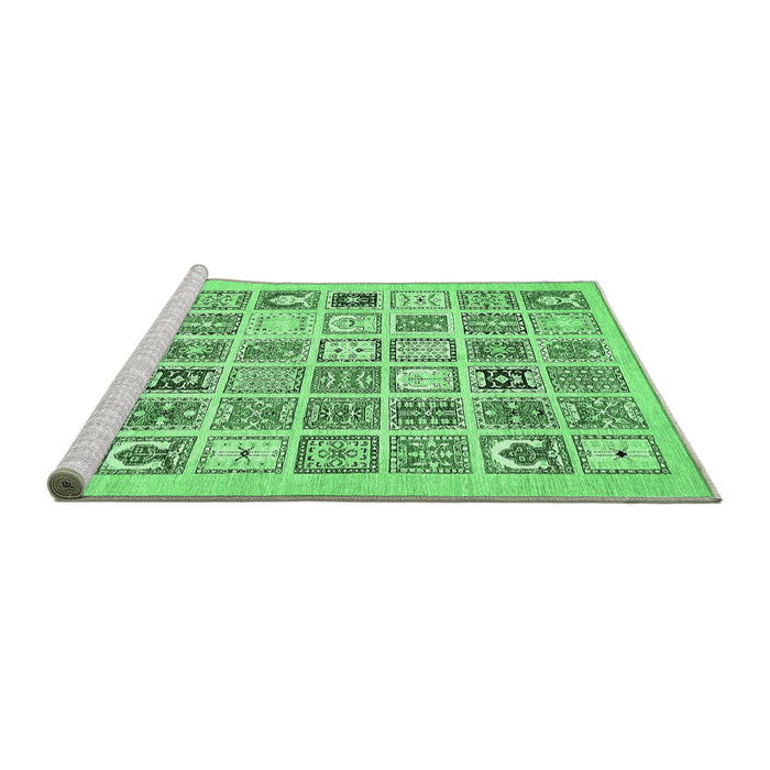 Sideview of Machine Washable Abstract Emerald Green Modern Area Rugs, wshabs535emgrn