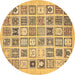 Round Machine Washable Abstract Brown Modern Rug, wshabs535brn