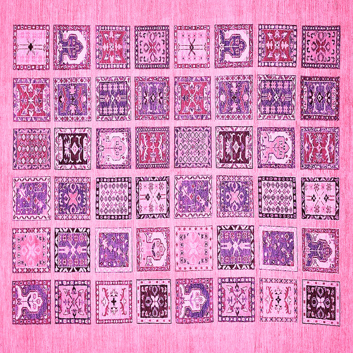 Square Machine Washable Abstract Pink Modern Rug, wshabs535pnk