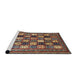 Sideview of Machine Washable Abstract Vermilion Red Rug, wshabs536